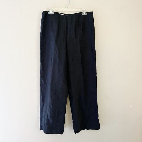 Sarah Spencer Womens Black Blouse & Pants Set  100% Linen Sz 8 Wide Leg Minimal - Picture 5 of 11